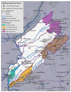 Map of the New Jersey Highlands cluster with approximate project locations