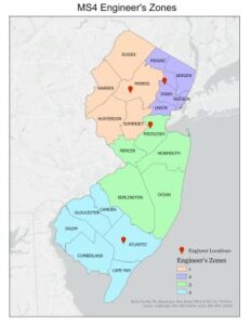 MS4 Engineer's Zones New Jersey Map